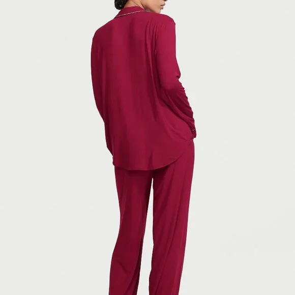 VS XS Regular 30" Inseam Modal PJ Set Red with Leopard Piping NWT - Picture 7 of 16